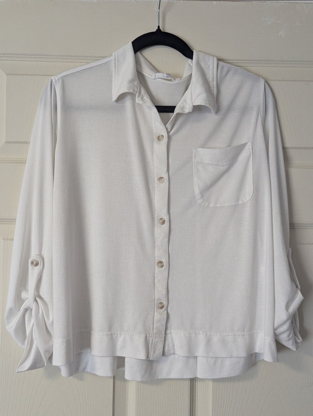 Jane & Delancey Button Down Up Collared Dress Shirt Office Work Soft Roll Sleeve